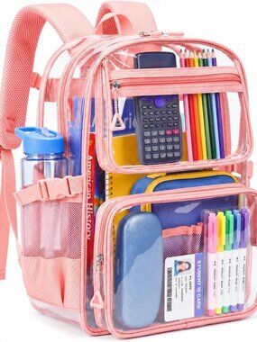 Heavy Duty Clear Backpack for School - Large Transparent Bookbag, Durable